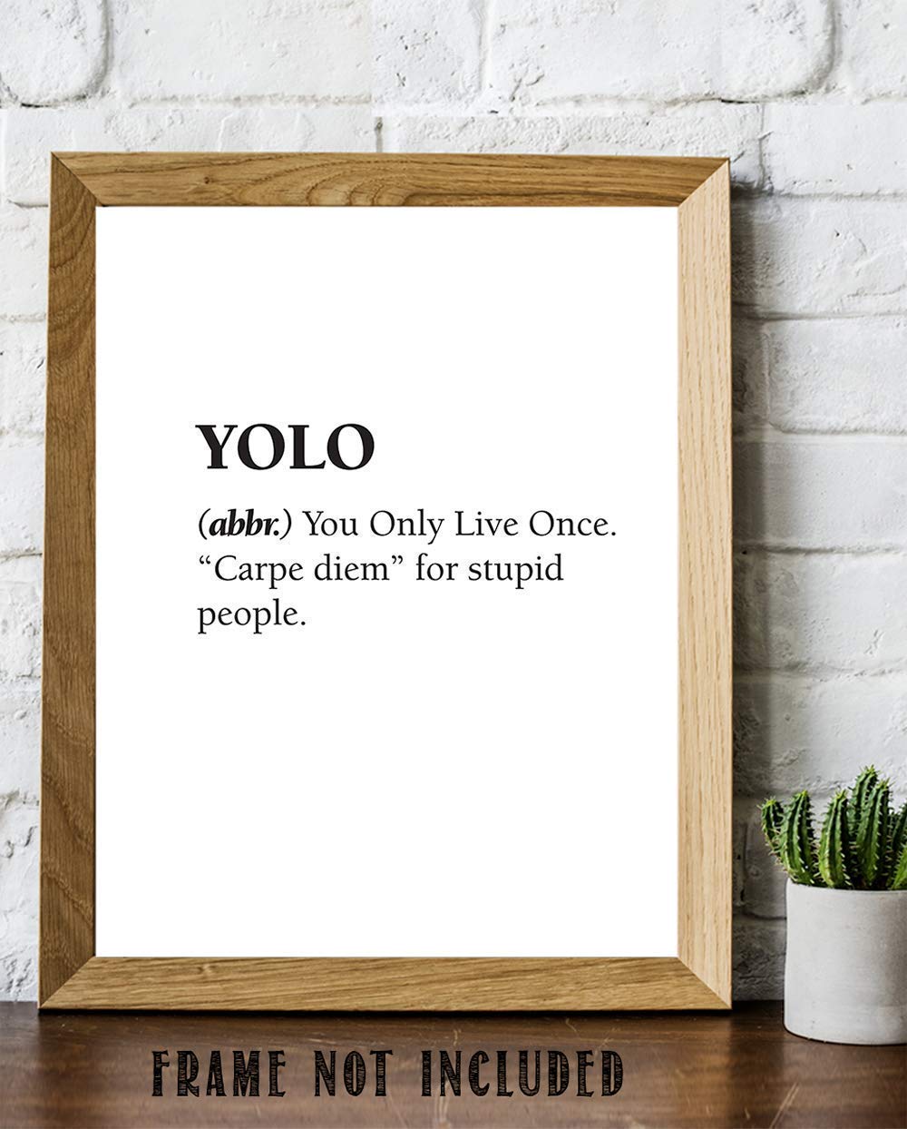 Yolo - You Only Live Once - Dictionary Definition Print, Seize The Day Sign for Home and Office Decor, Funny Positive Quote and Inspirational Decoration Gift, 11x14 Unframed Print Minimalist Poster