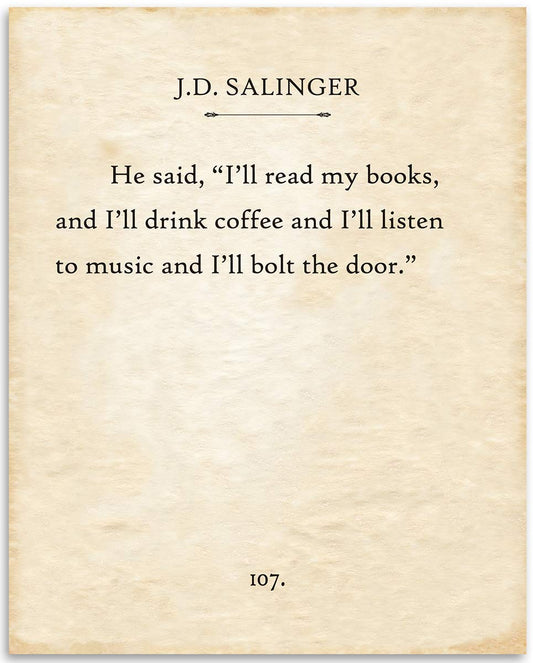 J.D. Salinger - I'll Read My Books - 11x14 Unframed Typography Book Page Print - Great Gift and Decor for Coffee House, Library and Home Under $15