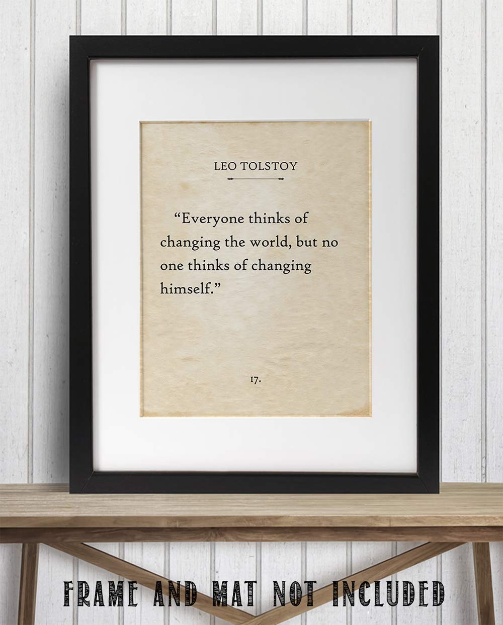 Leo Tolstoy - Everyone Thinks Of Changing the World - Words of Wisdom Quote for Home and Office Decor, Great Inspirational and Motivational Gift Idea, 11x14 Unframed Typography Book Page Print Poster