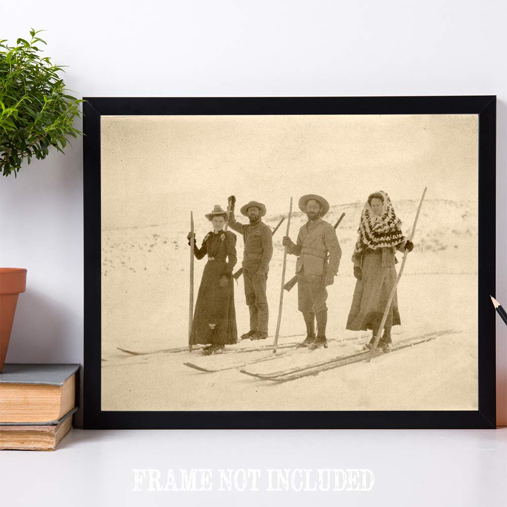 Wilderness Skiers Photograph - Antique Decor for Lodge and Cabin, Winter Sports Poster, Skiing Mountain House Display, Classic Gift for Skiers and Ski Enthusiasts, 11x14 Unframed Art Print Poster