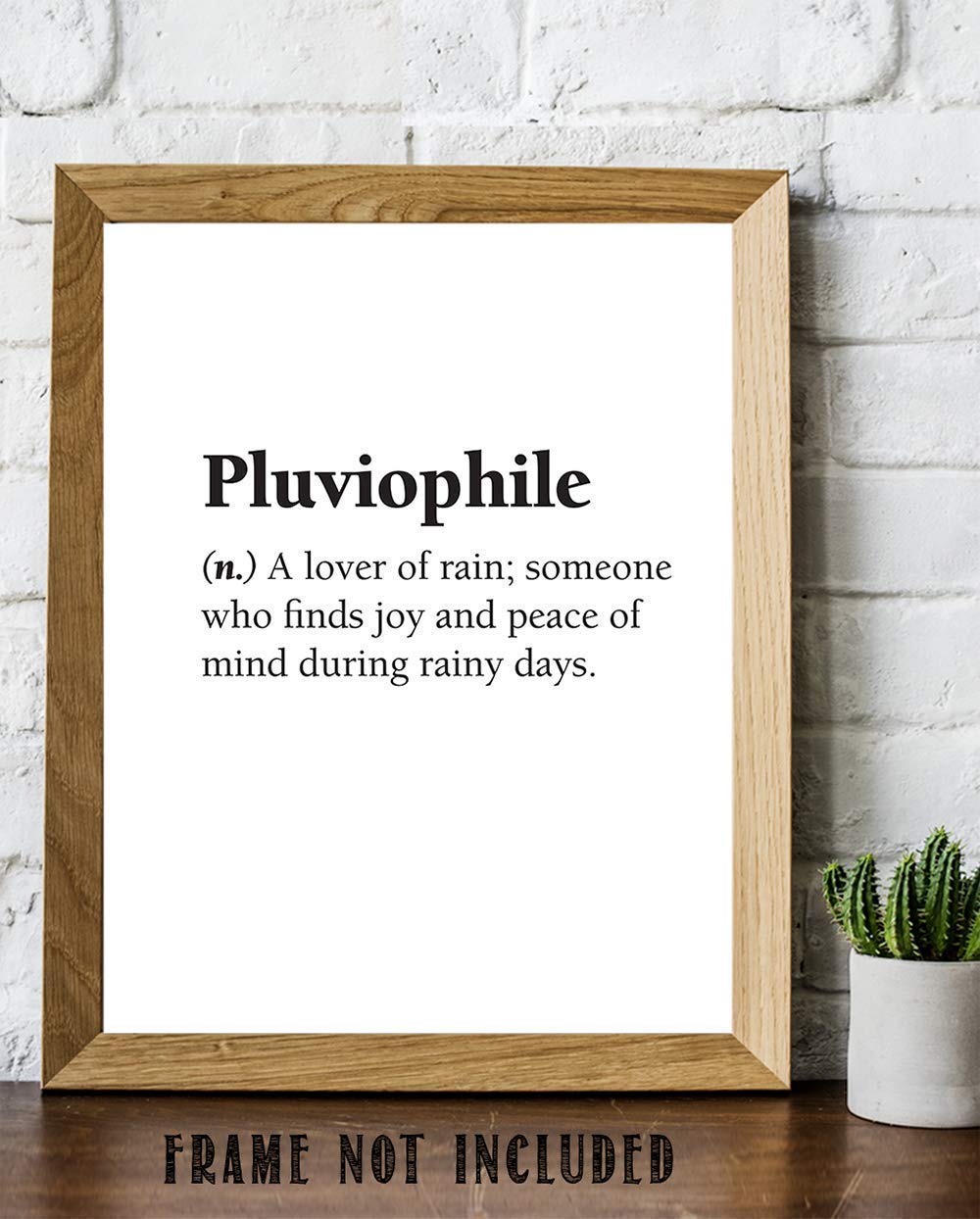 Pluviophile Definition Print - A Lover of Rain - Great Room and Teens Bedroom Display, Inspirational Poster, Rainy Season Accessories and Gift, 11x14 Unframed Typography Art Print Minimalist Poster