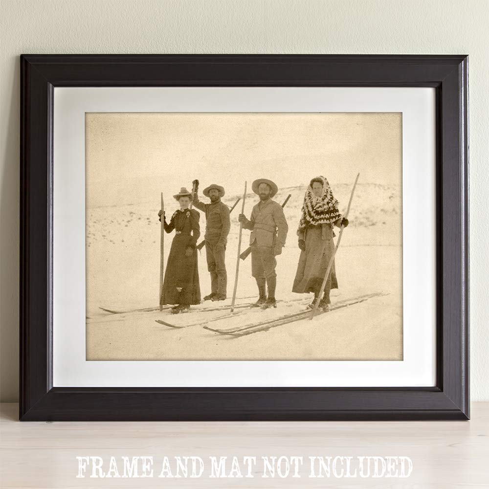 Wilderness Skiers Photograph - Antique Decor for Lodge and Cabin, Winter Sports Poster, Skiing Mountain House Display, Classic Gift for Skiers and Ski Enthusiasts, 11x14 Unframed Art Print Poster