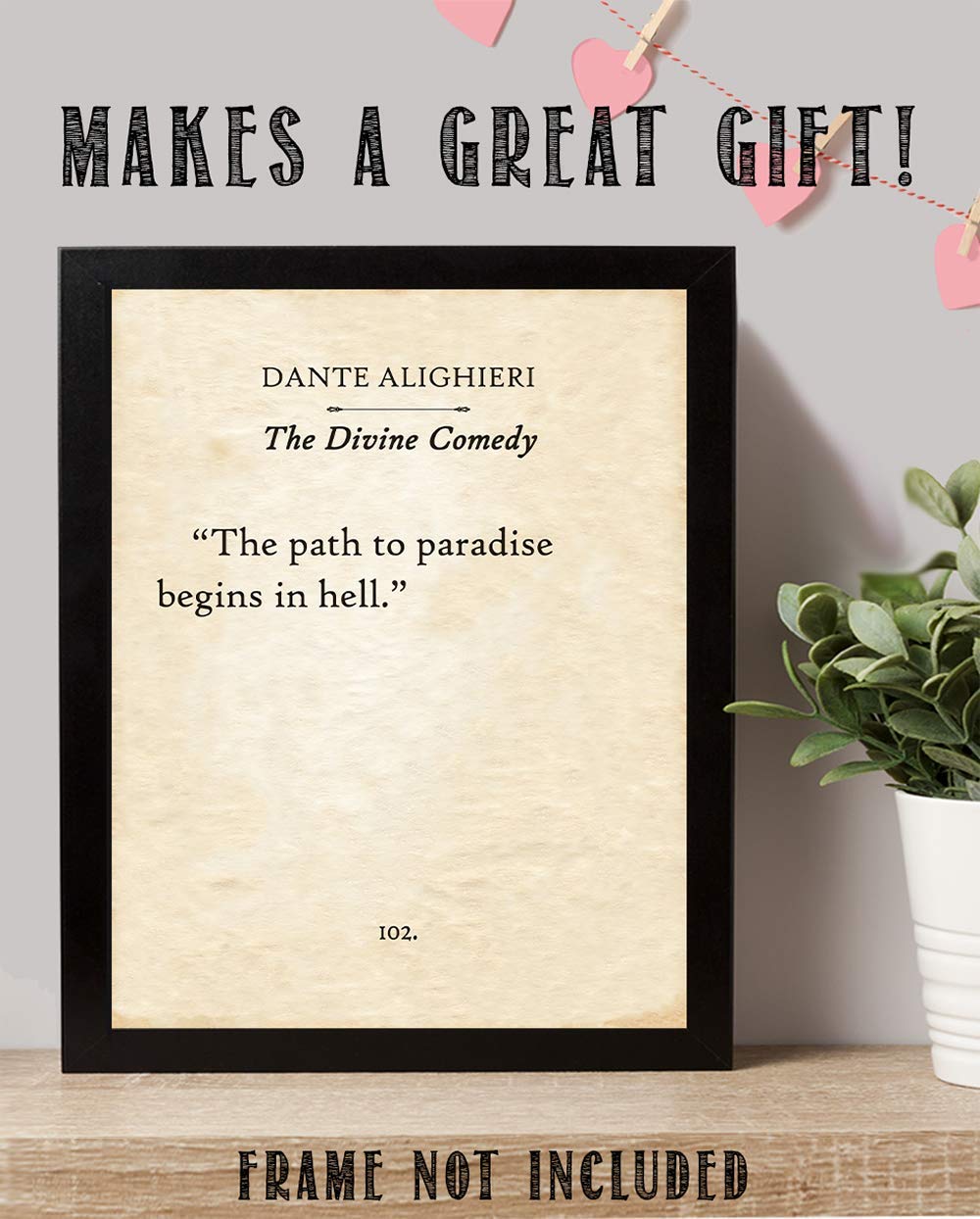 Dante Alighieri - The Divine Comedy - The Path To Paradise Begins in Hell - Inspiring Home and Office Literature Decor, Old Poetry Art Poster, 11x14 Unframed Typography Book Page Art Print Poster