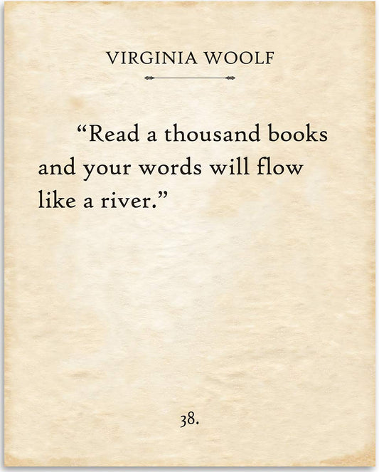 Virginia Woolf - Read A Thousand Books - Great Library and English Classroom Decor, Reading Sign and Bookish Display, Vintage Book Lovers Gift, 11x14 Unframed Typography Book Page Print Poster