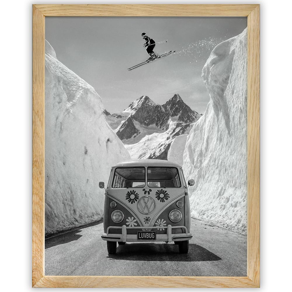 Peace Love and Powder 11x14 Framed Ski Poster – Vintage Ski Jump