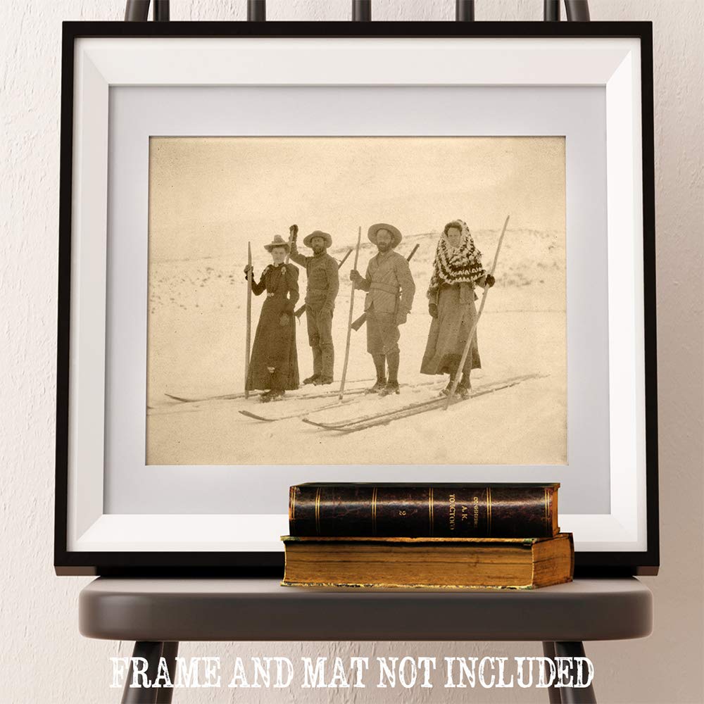 Wilderness Skiers Photograph - Antique Decor for Lodge and Cabin, Winter Sports Poster, Skiing Mountain House Display, Classic Gift for Skiers and Ski Enthusiasts, 11x14 Unframed Art Print Poster