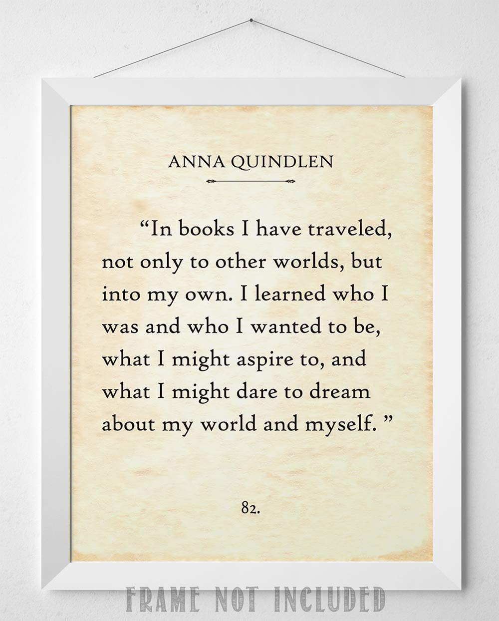Anna Quindlen - In Books I Have Traveled - Great Home School and Library Decor, Classic Literary Book Page Poster, Literature Inspirational Book Lovers Gifts, 11x14 Unframed Typography Print Poster