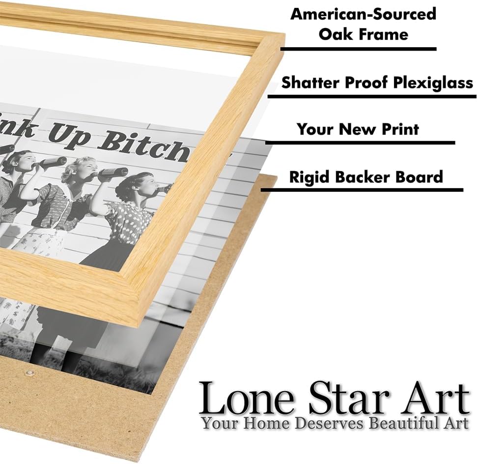 Drink Up Bitches-11x14 Framed Poster - Retro Black & White Photo, Prohibition Era Women Drinking - For Bars, Cafes, Dorms, Apartments -Feminist Speakeasy Decor for Pubs, Kitchens, & Stylish Room Decor