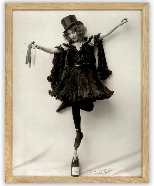 Lone Star Art Champagne Girl - 11x14 Framed Print - Perfect Vintage Prohibition Bar and French Antique Décor