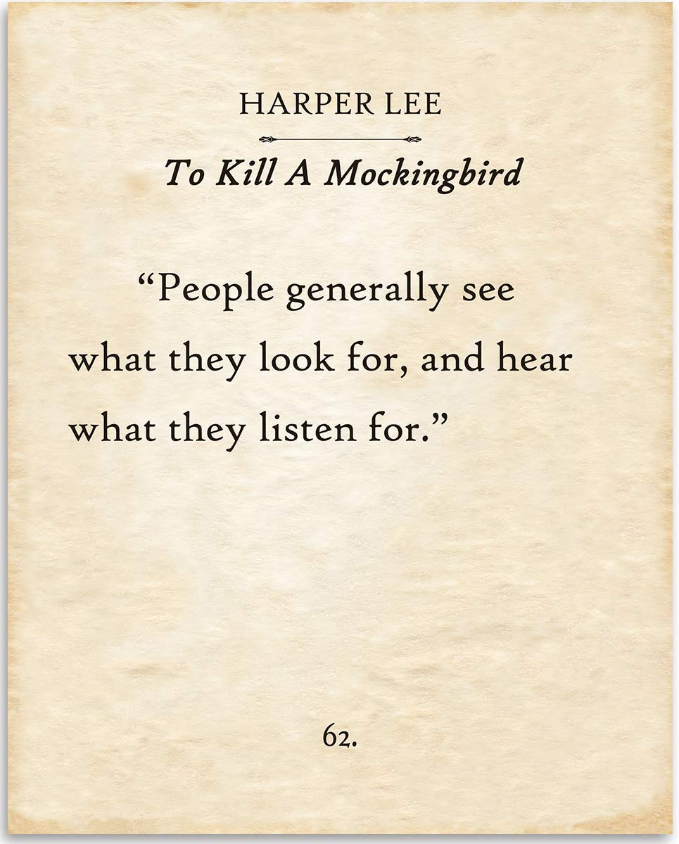Harper Lee - People Generally See What They Look For - 11x14 Unframed Typography Book Page Print - Great Inspirational Gift and Decor Under $15