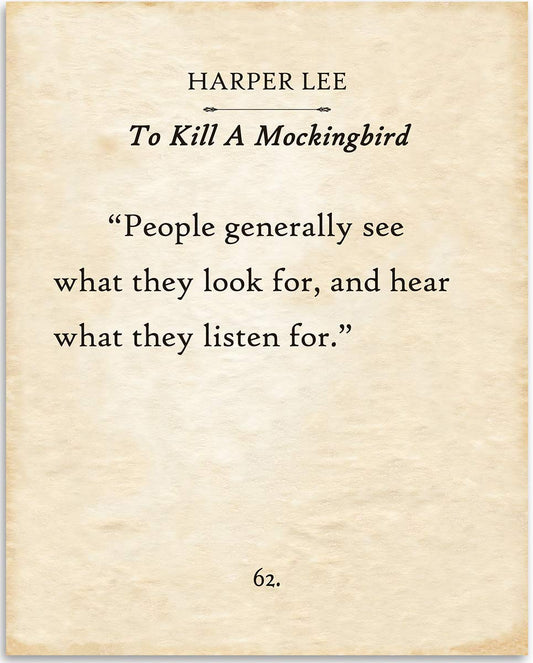 Harper Lee - People Generally See What They Look For - 11x14 Unframed Typography Book Page Print - Great Inspirational Gift and Decor Under $15