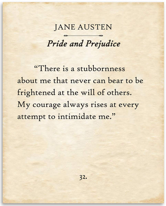 Jane Austen - There Is A Stubbornness - 11x14 Unframed Typography Book Page Print - Great Decor and Gift for Romance Novel Literary Fans Under $15
