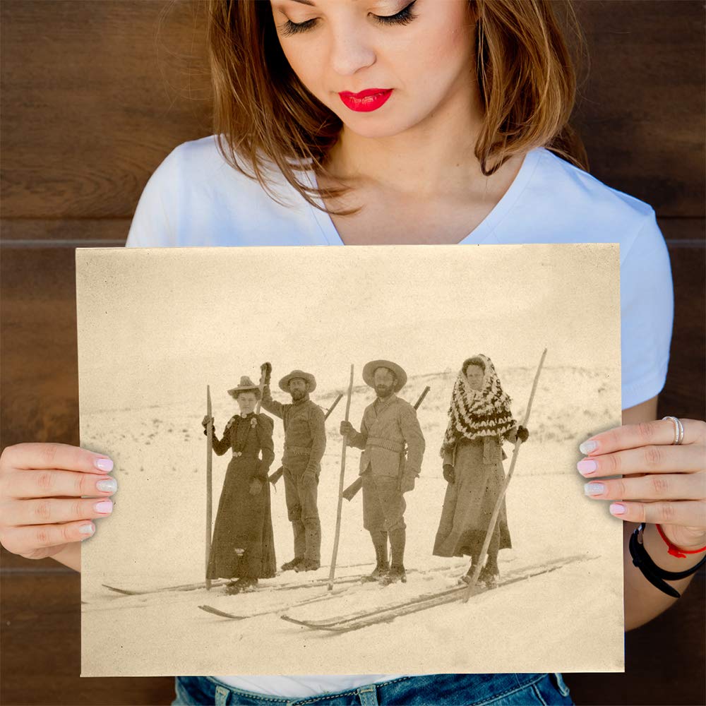 Wilderness Skiers Photograph - Antique Decor for Lodge and Cabin, Winter Sports Poster, Skiing Mountain House Display, Classic Gift for Skiers and Ski Enthusiasts, 11x14 Unframed Art Print Poster