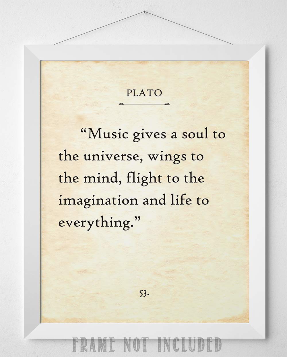 Plato - Music Gives A Soul To The Universe - Inspirational Quote Home and Office Decor, Great Gift Idea for Music Lovers and Musicians, 11x14 Unframed Inspirational Book Page Print Poster