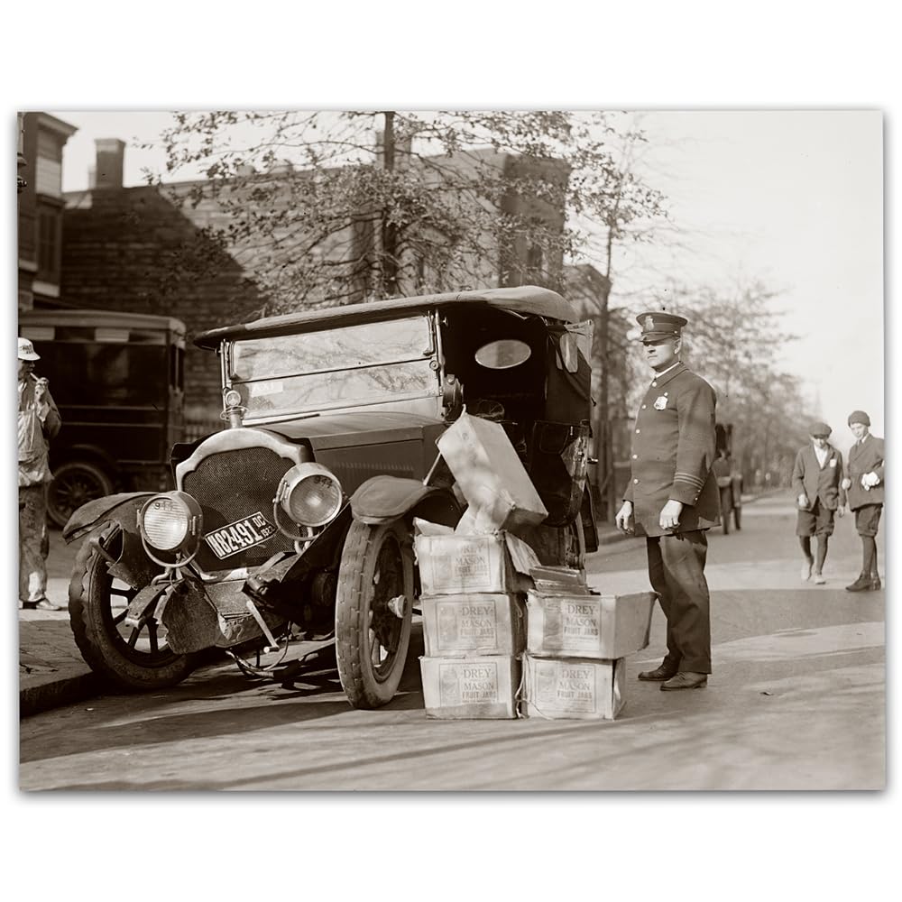 Bootlegger Crash: 11x14 Unframed Poster-Vintage 1920s Retro Photos for Speakeasy & Bootleggers- Prohibition Era Bar Black & White Photography, Antique Historical Prints, Modern Lounge & Home Bar Décor