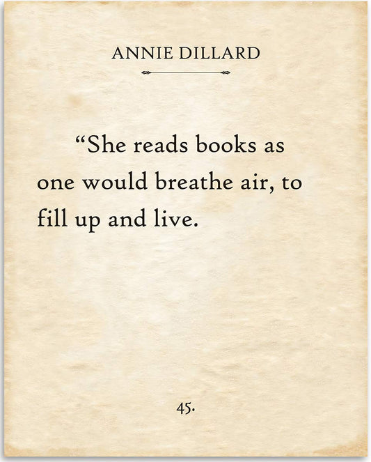 Annie Dillard - She Reads Books - Great Classroom Decor, School Library Reading Accessories, Book Readers Decoration, Great Book Lovers and Bookworms Gifts, 11x14 Unframed Typography Book Page Print