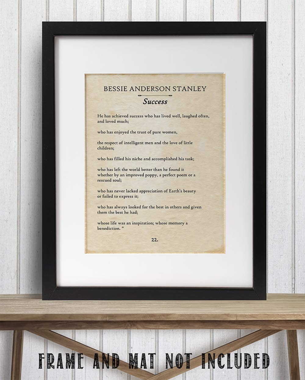 Bessie Anderson Stanley - He Has Achieved Success - Inspirational Poem Wall Art Print, Motivational Poetry Literary and Book Lovers Gift, 11x14 Unframed Typography Book Page Print Poster