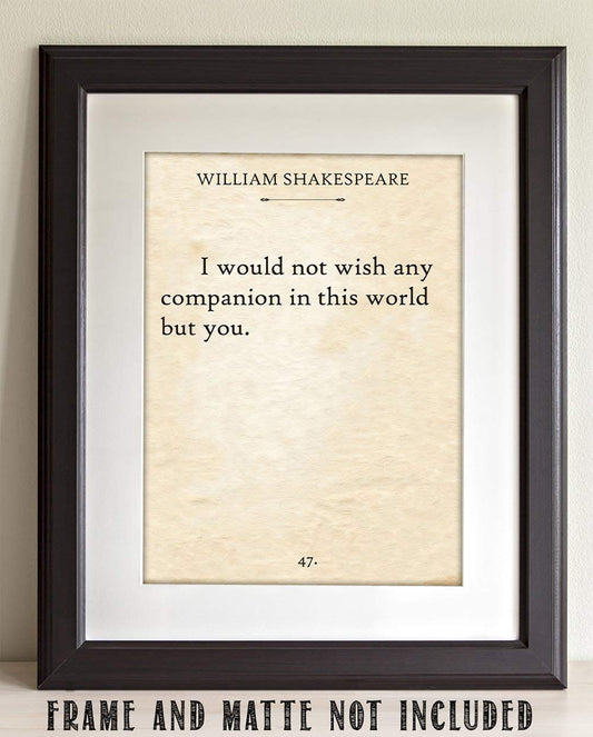 Shakespeare - I Would Not Wish - 11x14 Unframed Typography Book Page Print - Great Gift Under $15 for Book Lovers