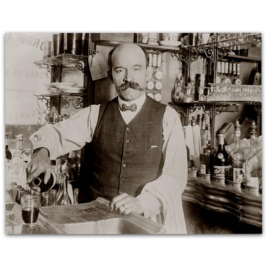 Professional Bartender Vintage Black & White Photography - 11x14 Unframed Poster - Retro Speakeasy & Prohibition Era Bar Decor for Man Cave, Pub, Alcohol, Drinks, and Home Bar Wall Art