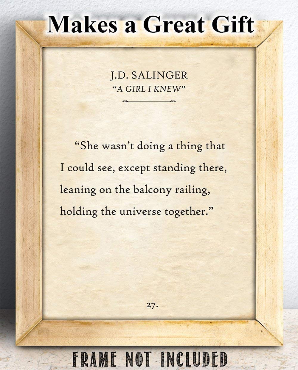 She Wasn't Doing A Thing - J.D. Salinger - 11x14 Unframed Typography Book Page Print - Great Decor and Gift for Wedding, Anniversary and Birthday Under $15