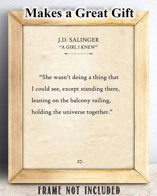 She Wasn't Doing A Thing - J.D. Salinger - 11x14 Unframed Typography Book Page Print - Great Decor and Gift for Wedding, Anniversary and Birthday Under $15