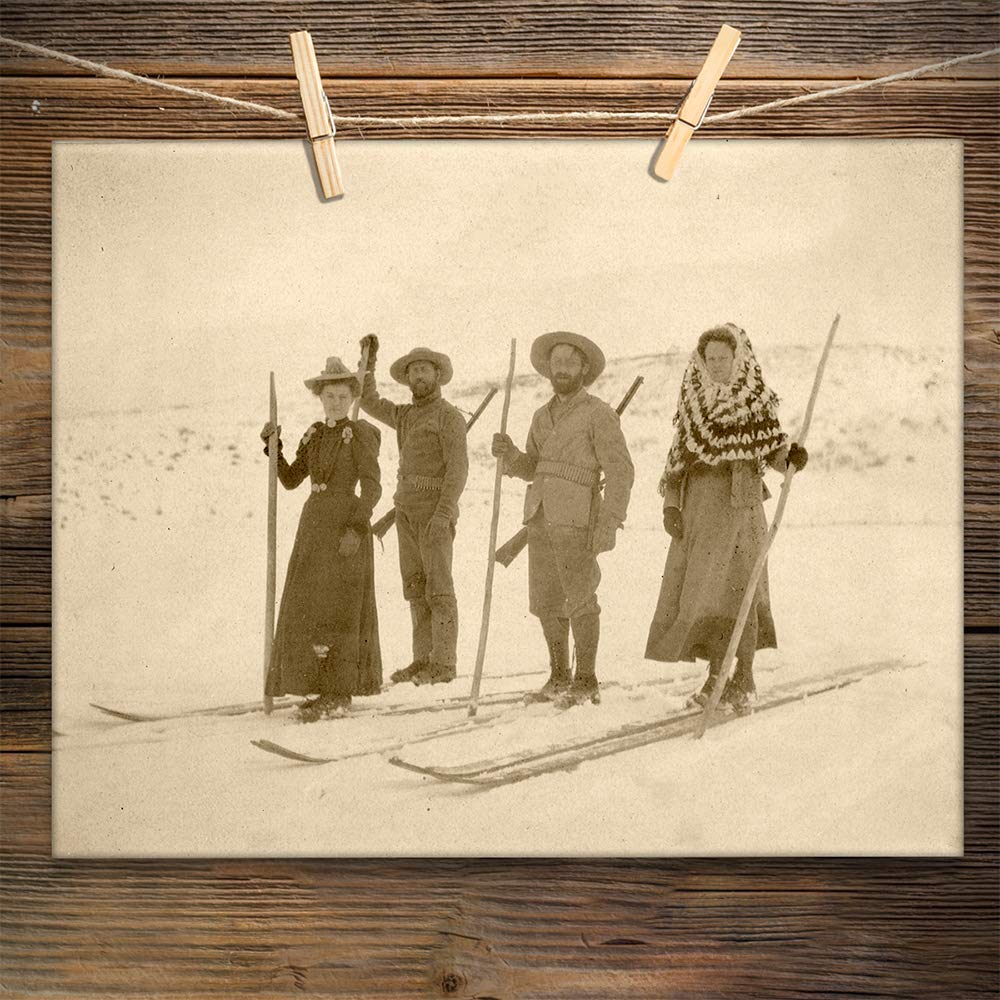 Wilderness Skiers Photograph - Antique Decor for Lodge and Cabin, Winter Sports Poster, Skiing Mountain House Display, Classic Gift for Skiers and Ski Enthusiasts, 11x14 Unframed Art Print Poster