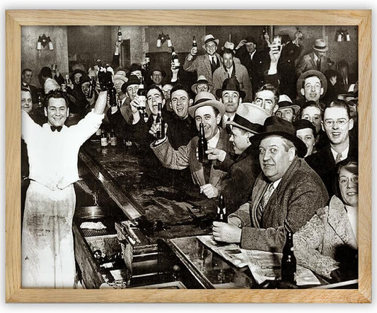 The Night Prohibition Ended - Vintage Speakeasy Decor Wall Art - 11x14 Framed Art Speakeasy Prohibition Vintage Art Print - Makes a Great Man Cave and Home Bar Decor Poster