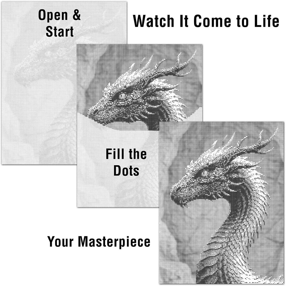 On The Dot Art - Painting Kit for Adults|Enchanted Dragon 13x17 Canvas w/Dual Tip Marker|Relaxing Activity Alternative to Diamond Painting|No Tiny Pcs No Mess Fantasy Mythical Creature Frameable Gift