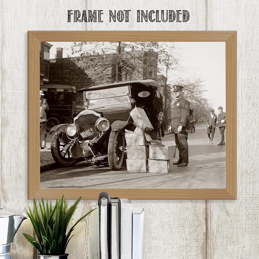 Bootlegger Crash: 11x14 Unframed Poster-Vintage 1920s Retro Photos for Speakeasy & Bootleggers- Prohibition Era Bar Black & White Photography, Antique Historical Prints, Modern Lounge & Home Bar Décor