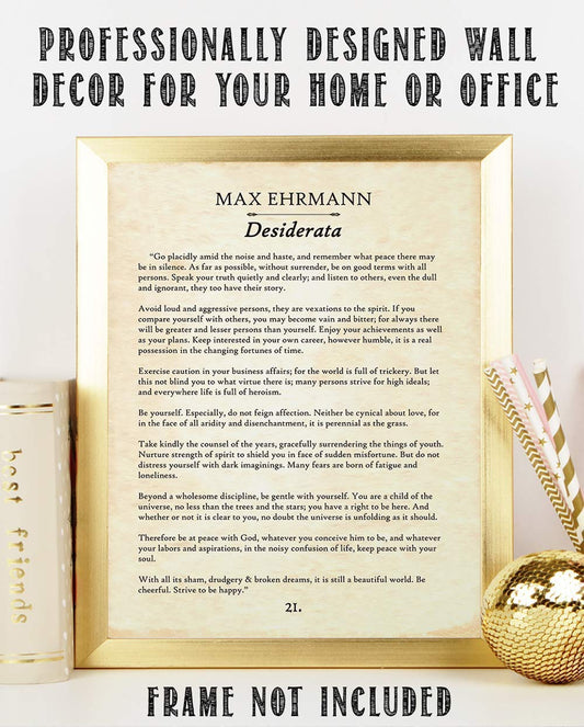 Desiderata (Things Desired) - Max Ehrmann - 11x14 Unframed Typography Desiderata Poem Book Page Print - Great Gift and Decor for Poets, Poetry Fans and Home Under $15