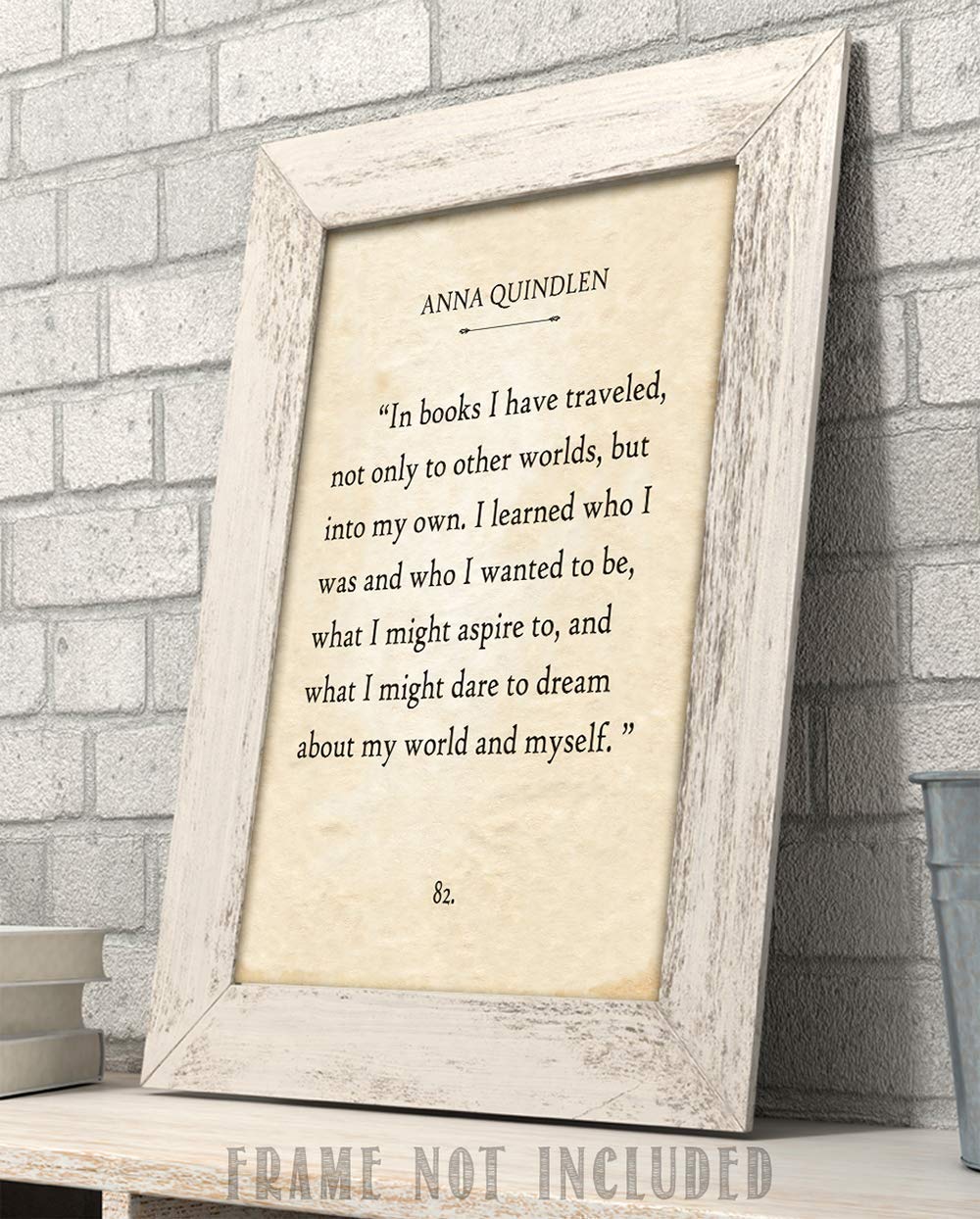 Anna Quindlen - In Books I Have Traveled - Great Home School and Library Decor, Classic Literary Book Page Poster, Literature Inspirational Book Lovers Gifts, 11x14 Unframed Typography Print Poster