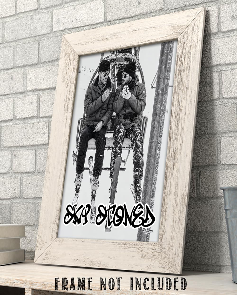 Stoner Ski Art 11x14 Unframed Print - Funny Skiing Poster With Cannabis Lifestyle Art, Ski Stoned Poster, Weed And Skiing Poster, Snowboard Art Print For Alpine Resorts, Ski Lodges & Mountain Resorts