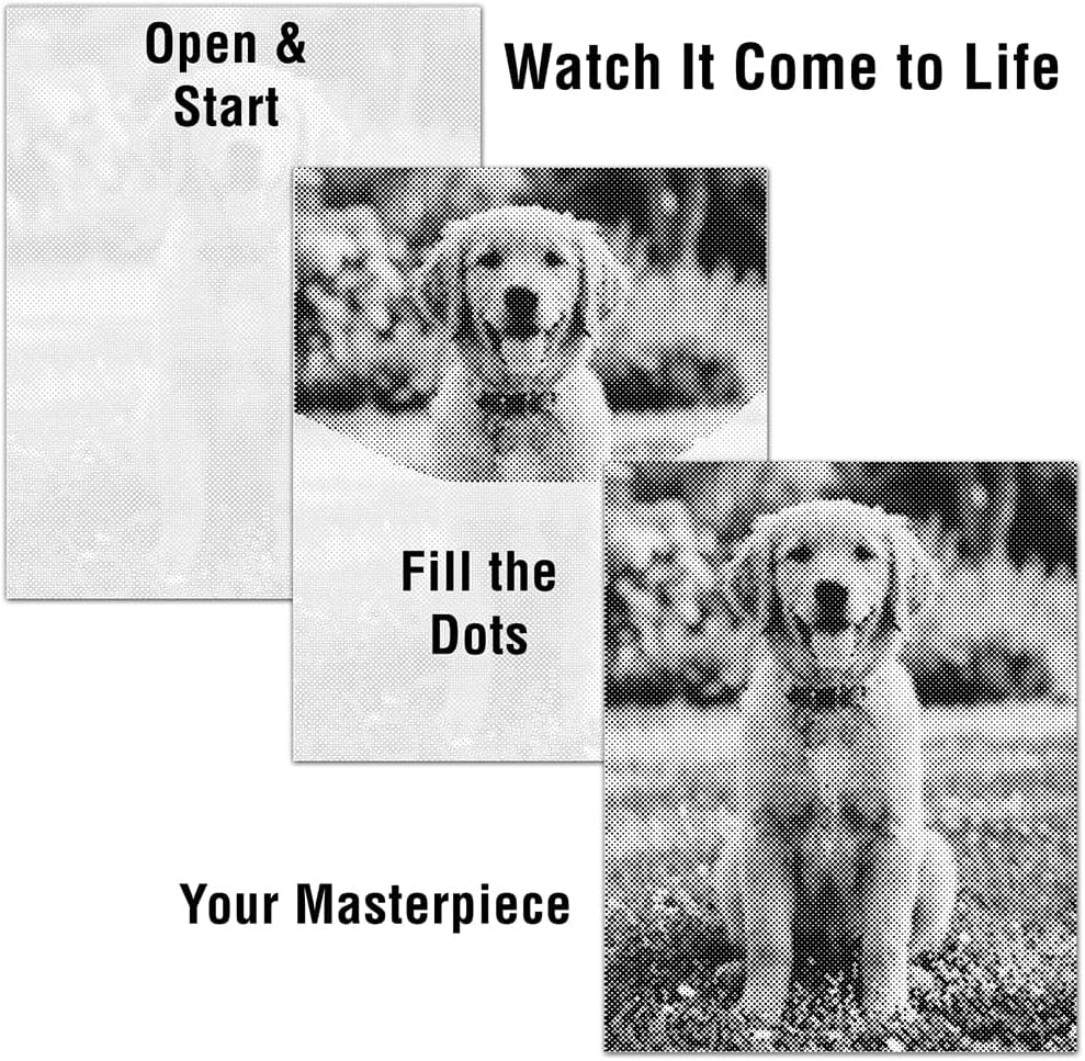 On the Dot Custom Pet Photo Dot Painting Kit – Personalized Dog Cat Portrait Canvas Art | Unique Mother's Day Present | Diamond Painting Alternative | Dual-Tip Marker | Ships from USA