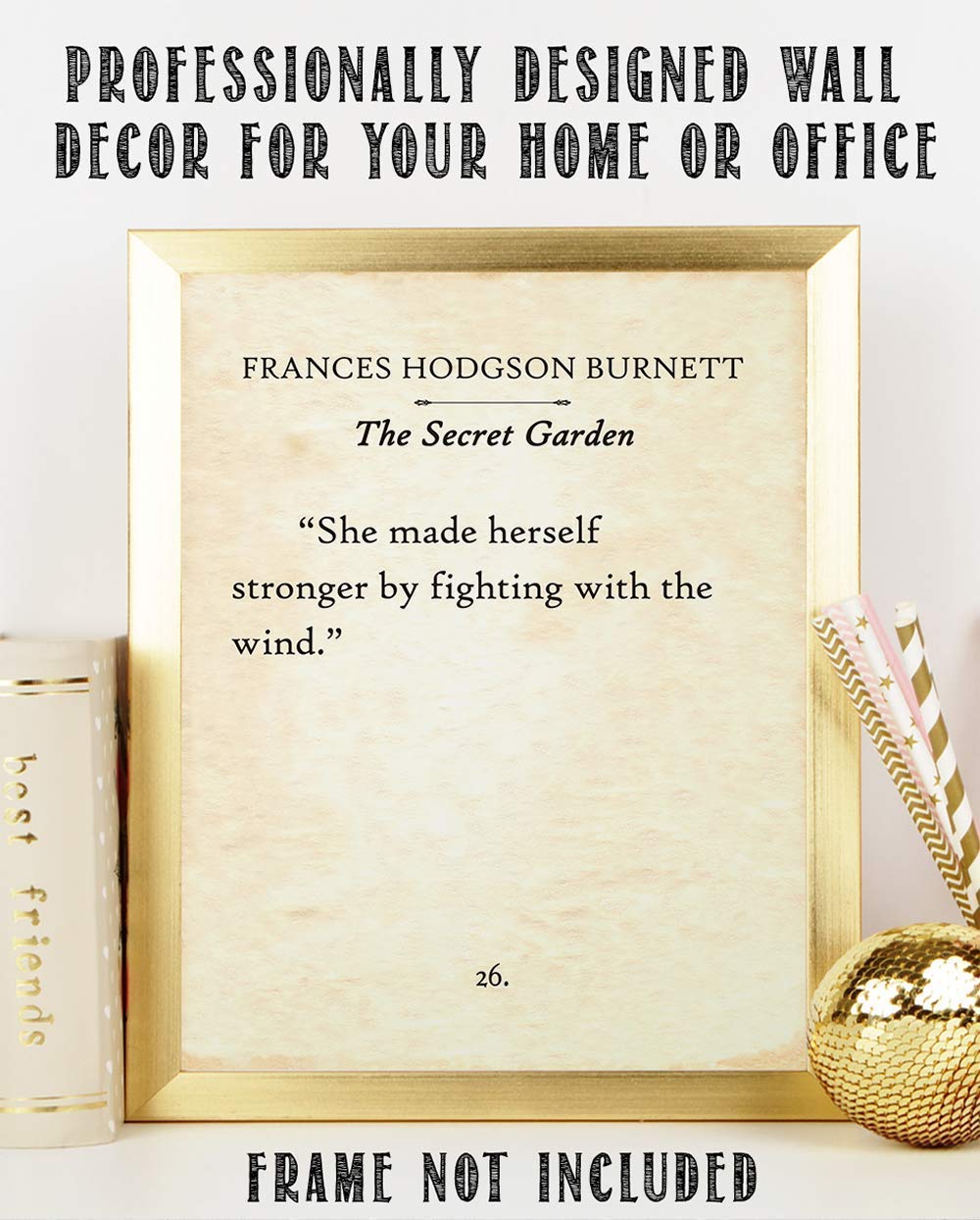 Frances Hodgson Burnett - The Secret Garden - She Made Herself Stronger - 11x14 Unframed Typography Book Page Print - Great Inspirational Gift and Decor for Nursery and Children's Room Under $15