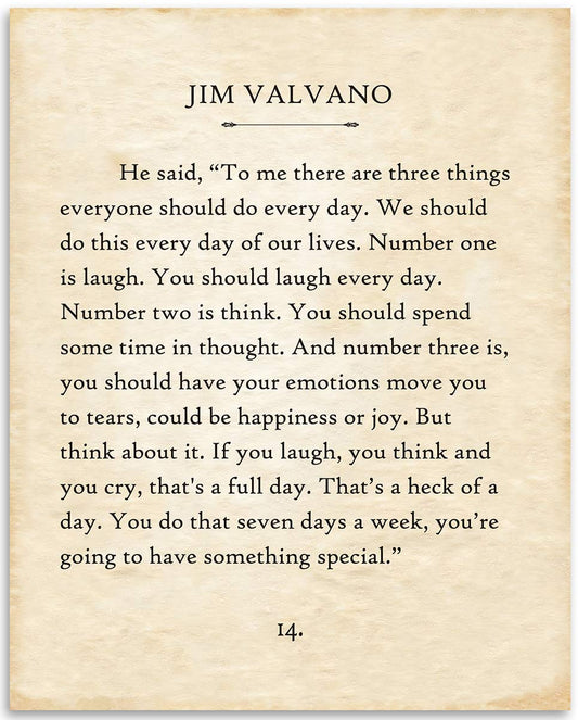 Jim Valvano - 3 Things Every Day - 11x14 Unframed Typography Book Page Print - Great Inspirational and Motivational Gift and Home and Office Decor Under $15