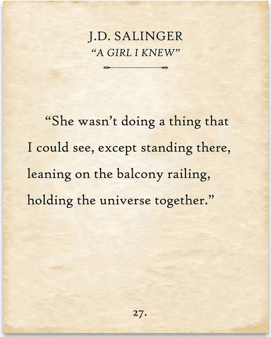 She Wasn't Doing A Thing - J.D. Salinger - 11x14 Unframed Typography Book Page Print - Great Decor and Gift for Wedding, Anniversary and Birthday Under $15