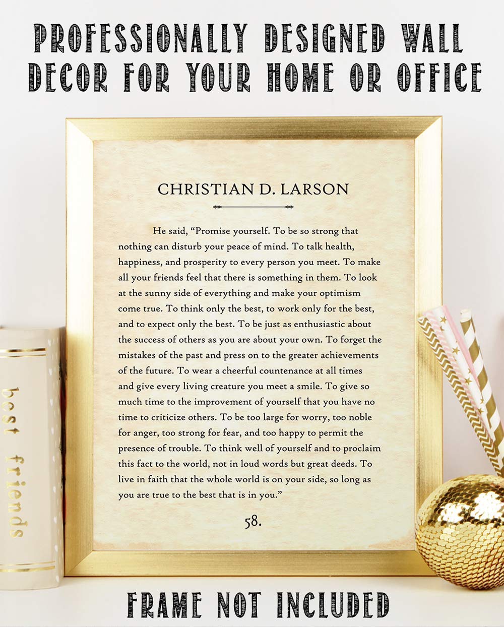 Christian D Larson - Promise Yourself - 11x14 Unframed Typography Book Page Print - Great Inspirational and Motivational Gift and Decor for Home and Office Under $15