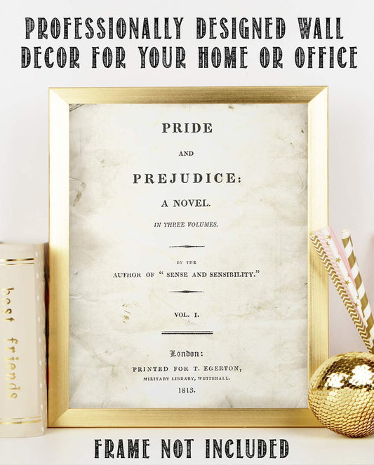 Pride and Prejudice Title Page - 11x14 Unframed Typography Book Page Print - Great Gift and Decor for Jane Austen and Literary Art Fans Under $15