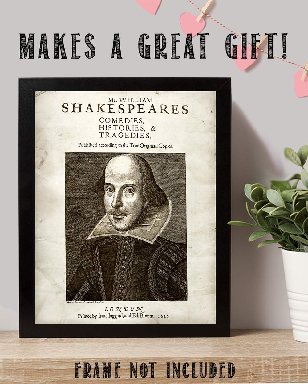 Shakespeare's Comedies, Histories and Tragedies - Classic Theatre Decorations, English Classroom Accessories, Great Gift for Literary and Shakespeare Lovers, 11x14 Unframed Typography Book Page Print