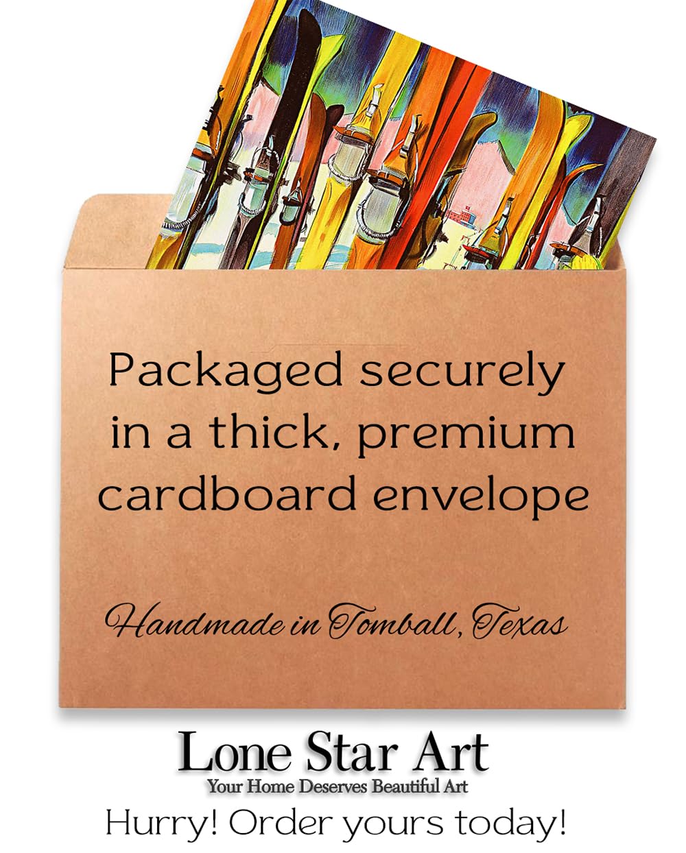 Personalized Ski Art Painting 11x14 Unframed Poster – Retro Ski Resort Wall Decor, Lake Tahoe Chalet & Lodge Artwork, Mid-Century Sports Skiing, Rustic Wooden Skis & Snow Landscape