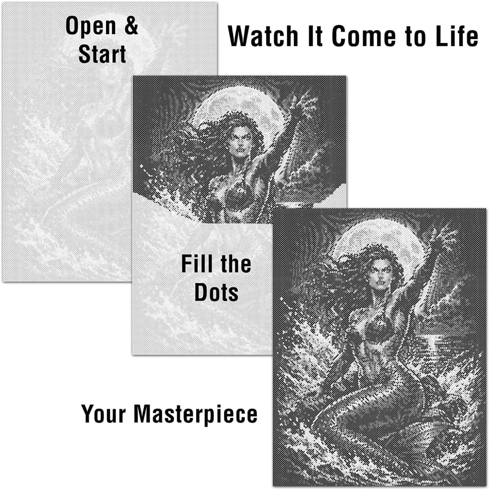 On The Dot Art — Dot Painting Kit for Adults | Mermaid 13x17 Canvas with Dual Tip Marker | Relaxing Fantasy Ocean Art Activity Alternative to Diamond Painting No Mess Gift