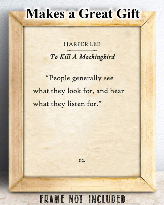 Harper Lee - People Generally See What They Look For - 11x14 Unframed Typography Book Page Print - Great Inspirational Gift and Decor Under $15
