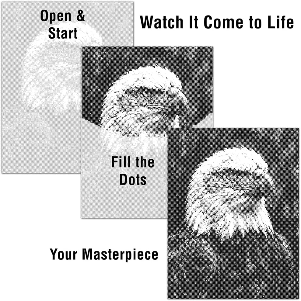 On The Dot Art Dot Painting Kit for Adults Freedom Bald Eagle 13x17 Canvas with Dual Tip Marker Easier Alternative to Diamond Painting No Tiny Pieces No Mess Patriotic Gift for Men Veterans Dad