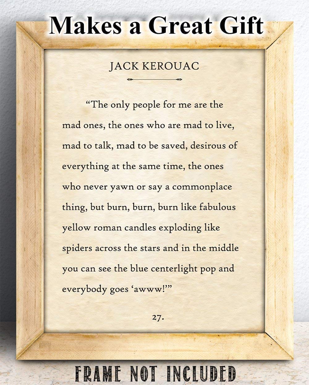 The Only People For Me Are The Mad Ones - Jack Kerouac - 11x14 Unframed Book Page Print - Great Decor and Gift for On the Road Fans Under $15