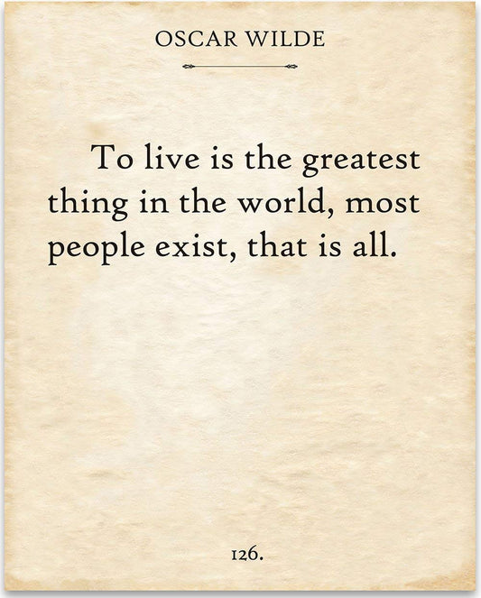 Oscar Wilde - To Live - 11x14 Unframed Typography Book Page Print - Great Gift Under $15 for Book Lovers