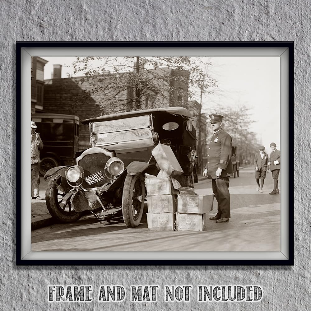 Bootlegger Crash: 11x14 Unframed Poster-Vintage 1920s Retro Photos for Speakeasy & Bootleggers- Prohibition Era Bar Black & White Photography, Antique Historical Prints, Modern Lounge & Home Bar Décor