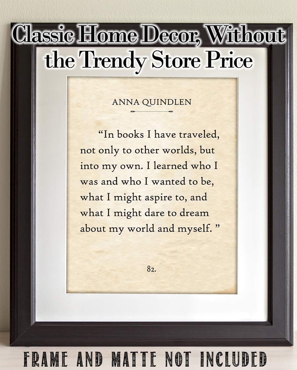 Anna Quindlen - In Books I Have Traveled - Great Home School and Library Decor, Classic Literary Book Page Poster, Literature Inspirational Book Lovers Gifts, 11x14 Unframed Typography Print Poster