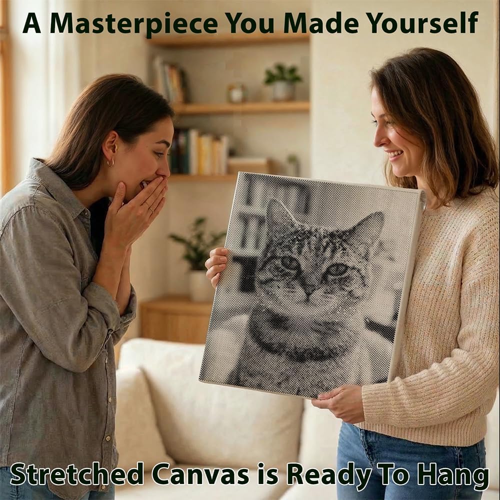 On the Dot Custom Pet Photo Dot Painting Kit – Personalized Dog Cat Portrait Canvas Art | Unique Mother's Day Present | Diamond Painting Alternative | Dual-Tip Marker | Ships from USA