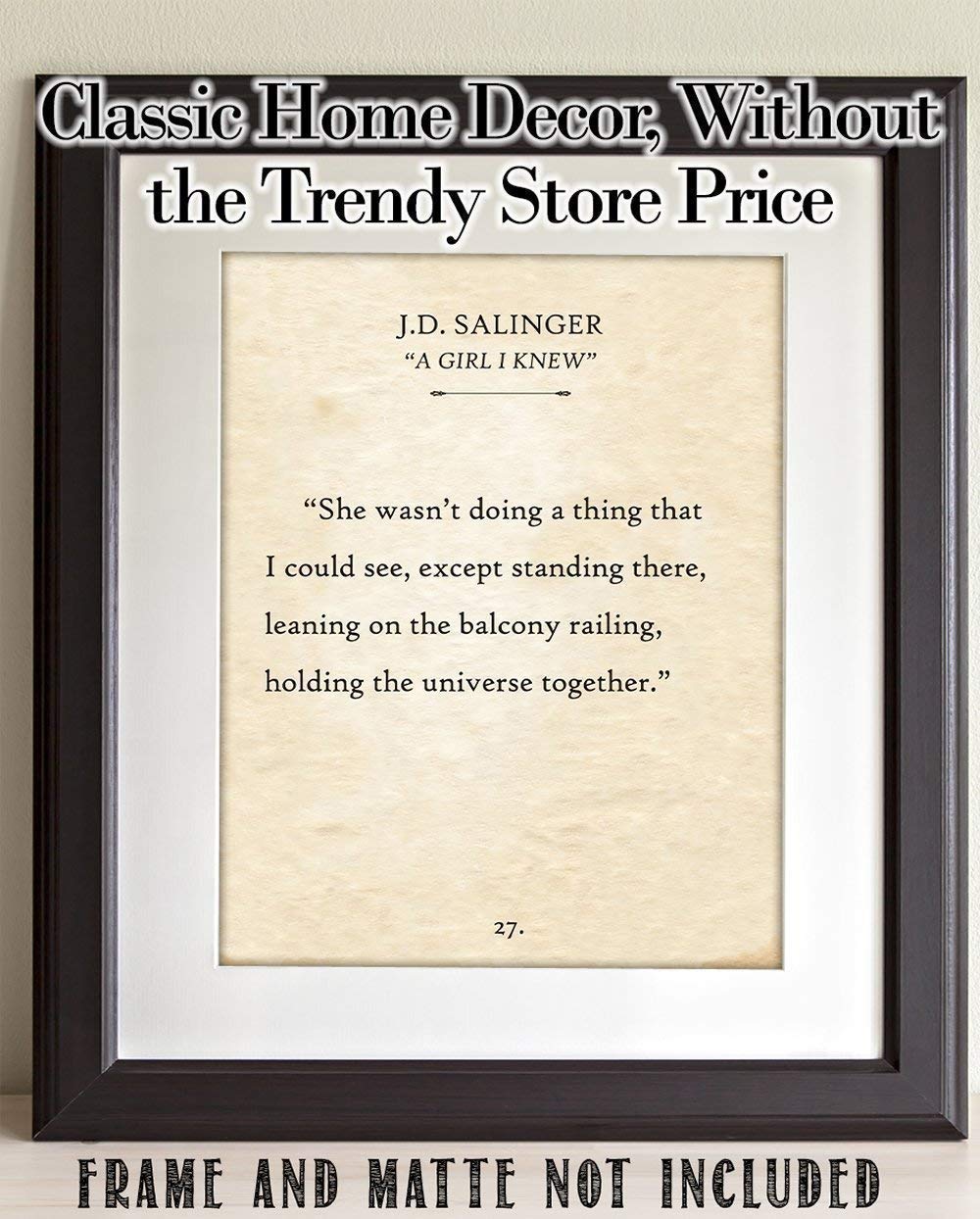 She Wasn't Doing A Thing - J.D. Salinger - 11x14 Unframed Typography Book Page Print - Great Decor and Gift for Wedding, Anniversary and Birthday Under $15