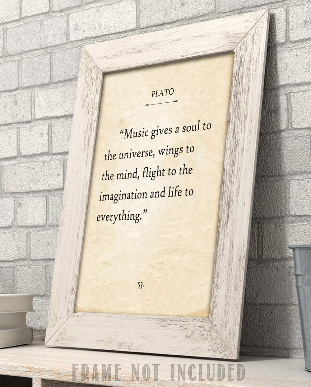 Plato - Music Gives A Soul To The Universe - Inspirational Quote Home and Office Decor, Great Gift Idea for Music Lovers and Musicians, 11x14 Unframed Inspirational Book Page Print Poster